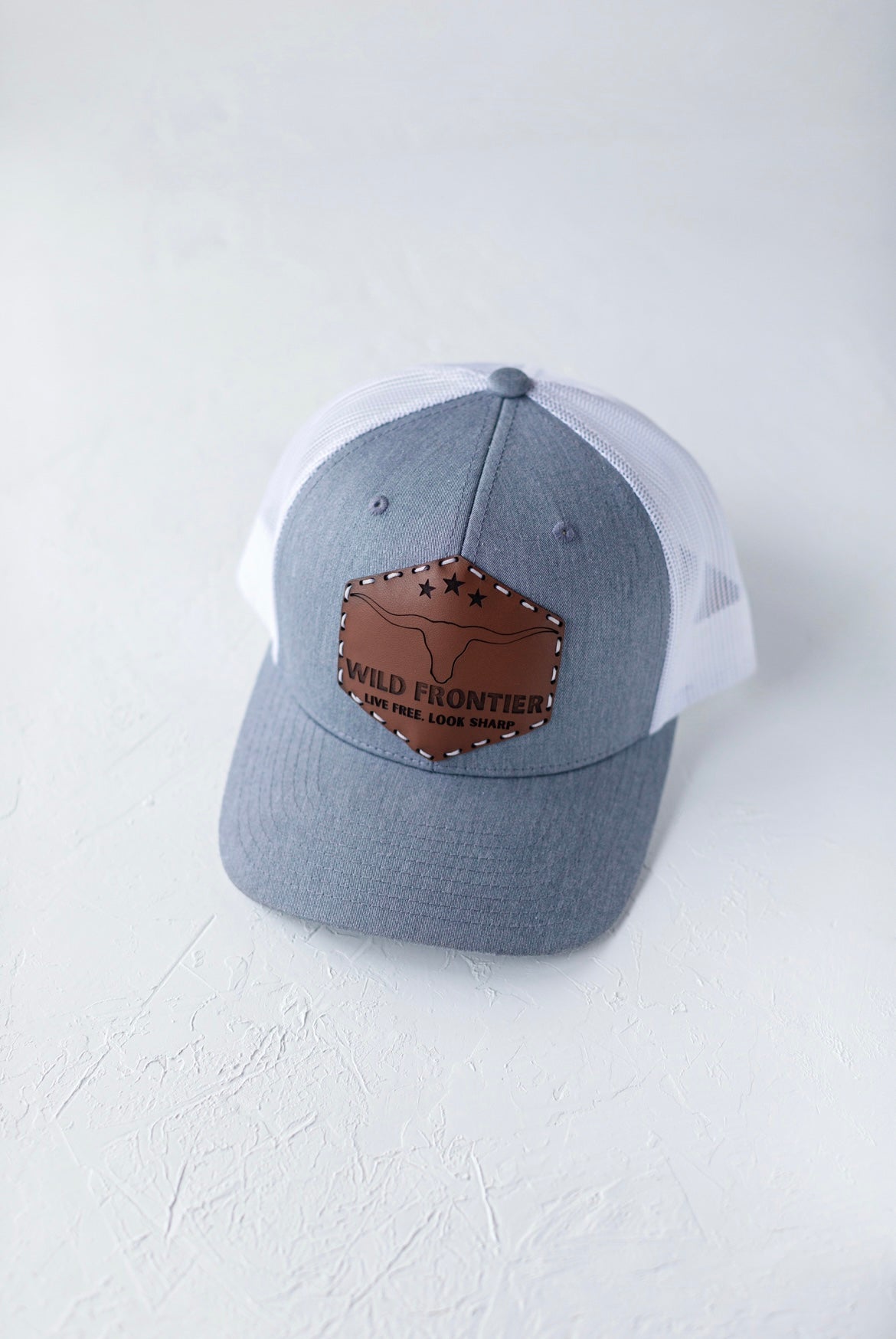 Original Longhorn with Grey/White Adjustable Trucker and White Thread