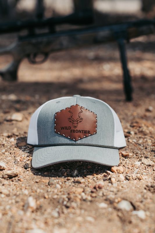 The Kudu with Grey/White Adjustable trucker+white thread and olive green rope