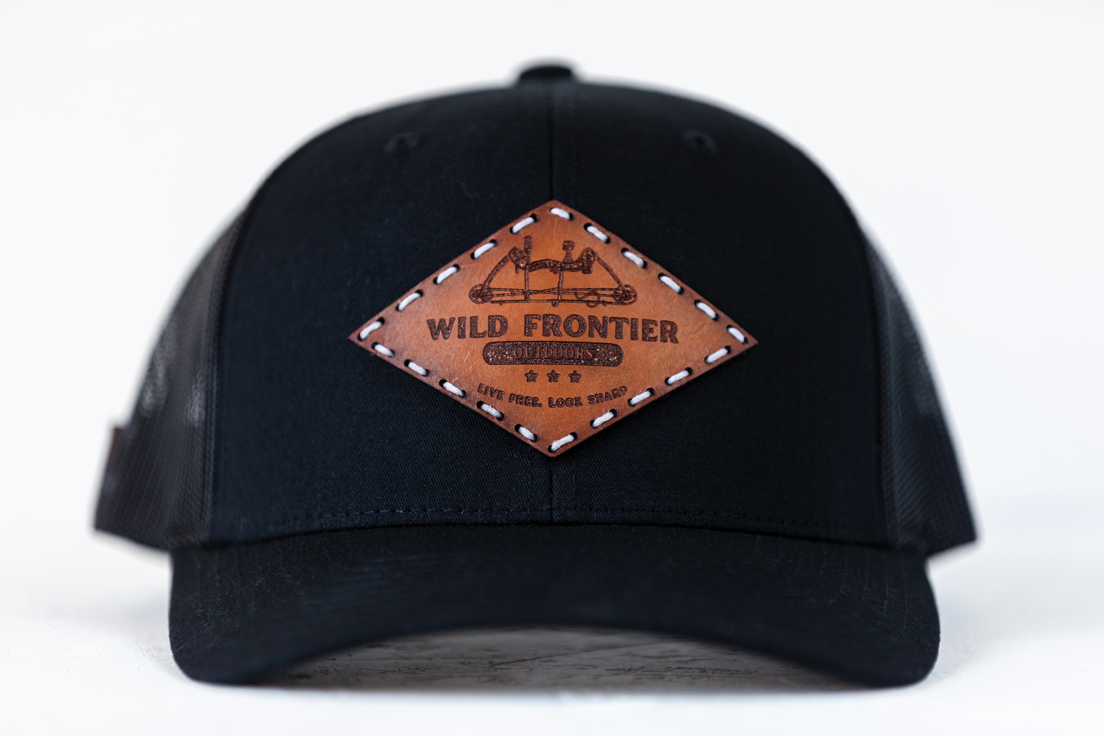 Compound Bow in Diamond Patch with black adjustable trucker and white thread