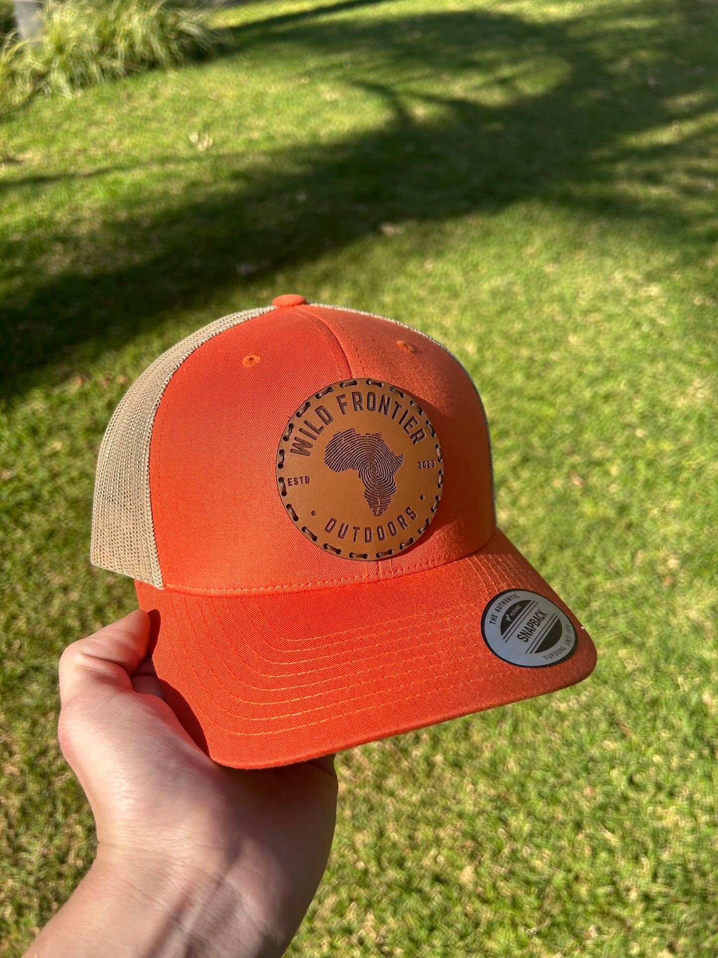 Africa Fingerprint in Burned Orange/Khaki Adjustable with Brown Thread